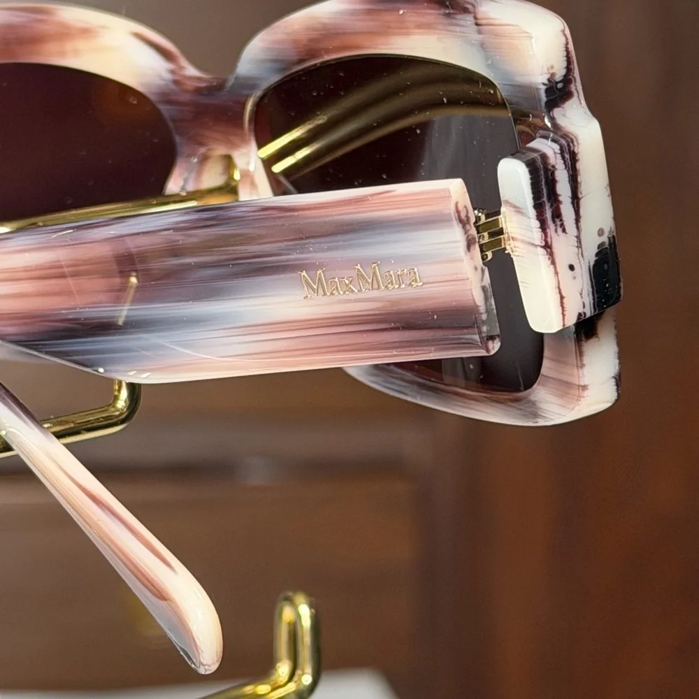 Max Mara Marbled Sunglasses Quiet Luxury Designer Eyewear Pink Gray